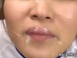 Gorkunç aziýaly young lady being used and cummed on
