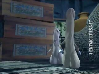 Keras naik 3d animasi pornografi streetwalker menggosok sebuah besar lingga