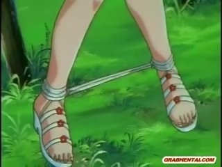 Anime tyttöystävä saa squeezed hänen tiainen ja kova poked
