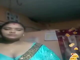 التاميل هندي المرأة الجميلة كبيرة أزرق حريري بلوزة حي, بالغ فيلم 02